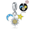 Wholesale Sterling Silver Jewelry With Star Moon Religious Charm And Dripping Oil Design