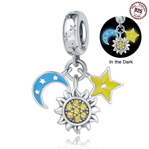 Wholesale Sterling Silver Jewelry With Star Moon Religious Charm And Dripping Oil Design