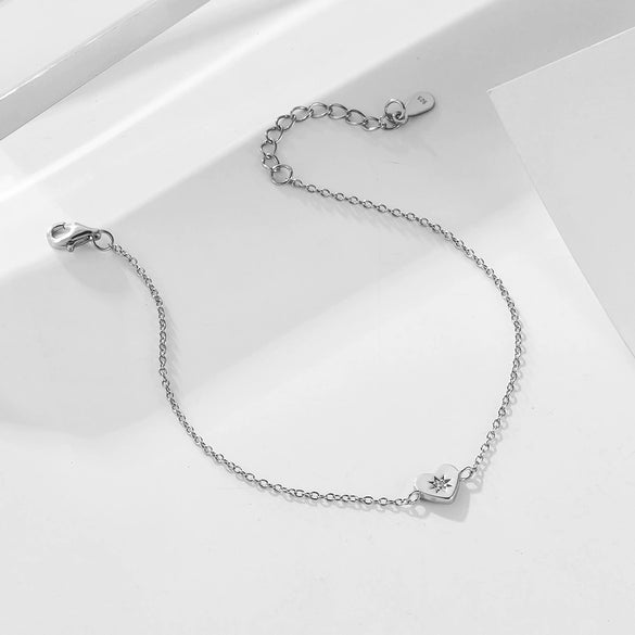 Wholesale 925 Sterling Silver 14K Gold Electroplated Heartshaped Love Bracelet For Women Set With Diamonds