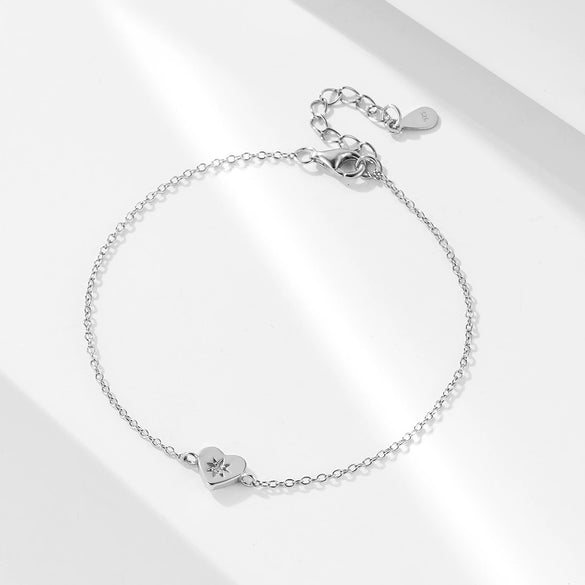 Wholesale 925 Sterling Silver 14K Gold Electroplated Heartshaped Love Bracelet For Women Set With Diamonds