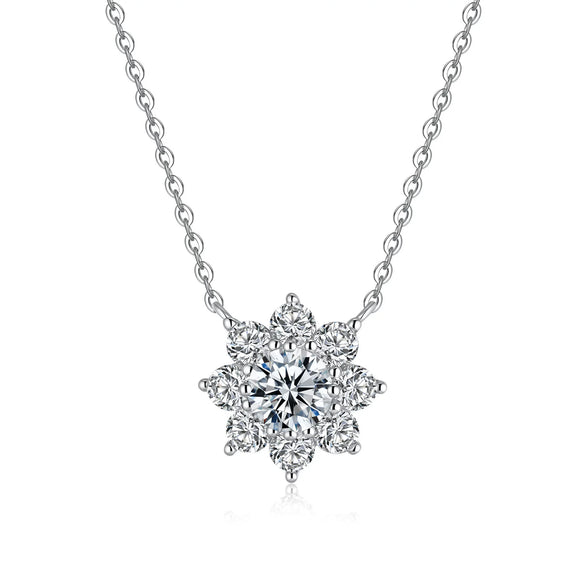 Wholesale 925 Sterling Silver Ladies Pendant Necklace With Sunflower And Snowflake Patterns Simple Style