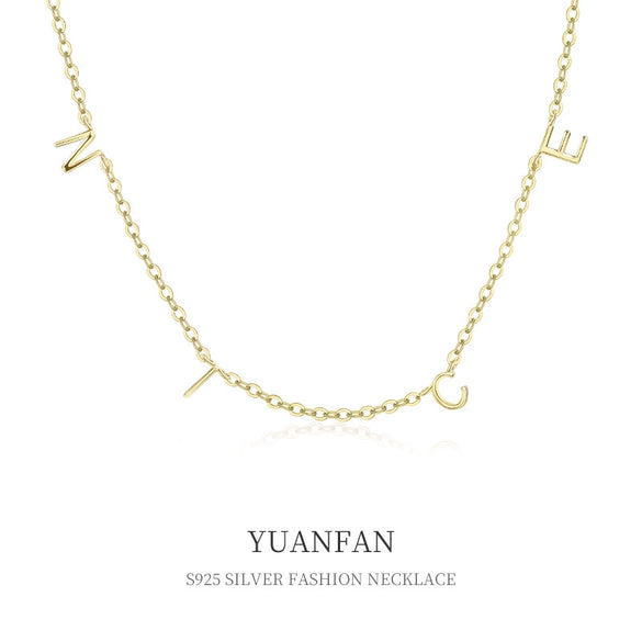Wholesale 925 Sterling Silver Letter Necklace With Electroplating Cross Chain Style