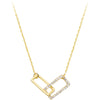 Wholesale Sterling Silver Light Luxury Double Rectangular Ochain Necklace With Geometric Pattern And Diamond Design For Women