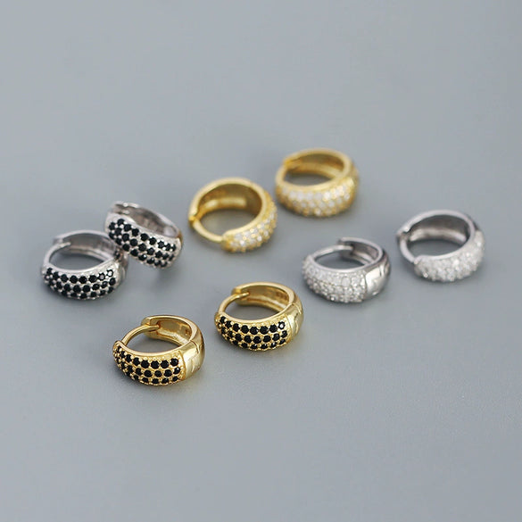 Wholesale 925 Sterling Silver Light Luxury Geometric Earrings With Micro Inset U Type Ear Buckle And Electroplating