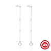Wholesale 925 Sterling Silver Long Pearl Earrings With Tassel Chain Geometric Textured Simple For Women