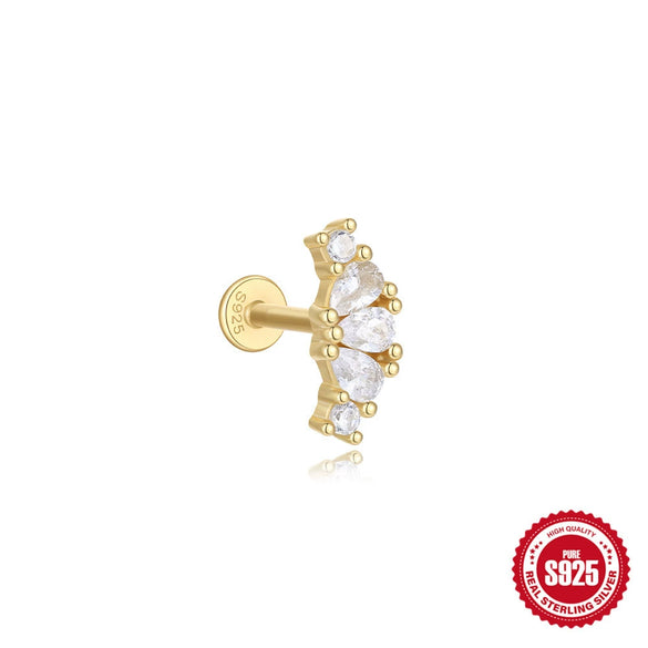 Wholesale Sterling Silver Love Crown Geometric Cartilage Thread Puncture Earrings Unisex With Environmental Protection Electroplating