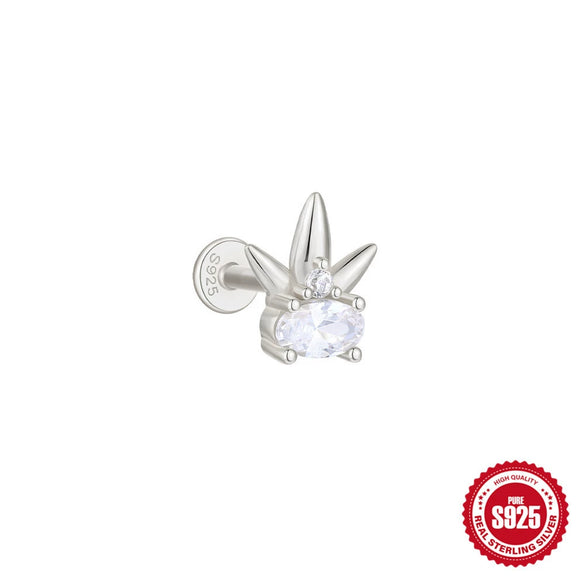 Wholesale Sterling Silver Love Crown Geometric Cartilage Thread Puncture Earrings Unisex With Environmental Protection Electroplating