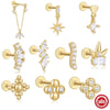 Wholesale Sterling Silver Love Crown Geometric Cartilage Thread Puncture Earrings Unisex With Environmental Protection Electroplating