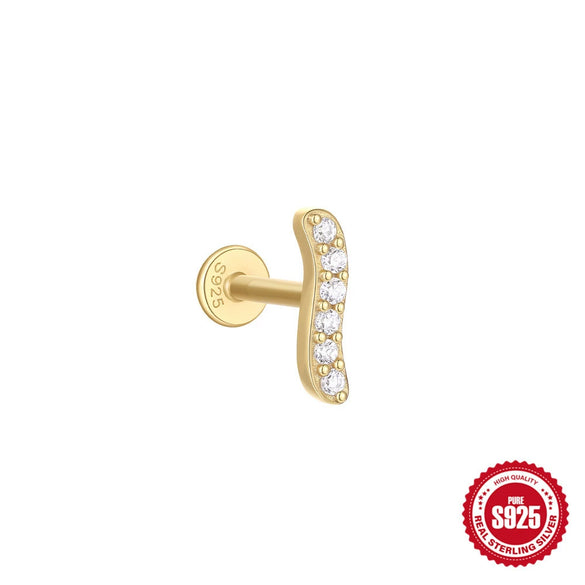 Wholesale Sterling Silver Love Crown Geometric Cartilage Thread Puncture Earrings Unisex With Environmental Protection Electroplating