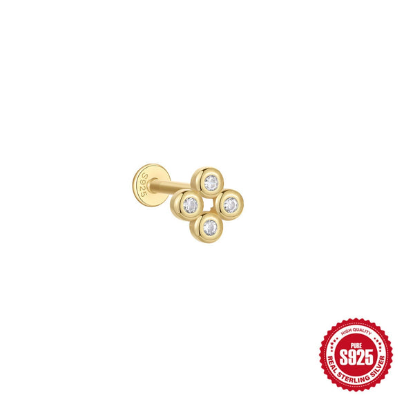 Wholesale Sterling Silver Love Crown Geometric Cartilage Thread Puncture Earrings Unisex With Environmental Protection Electroplating