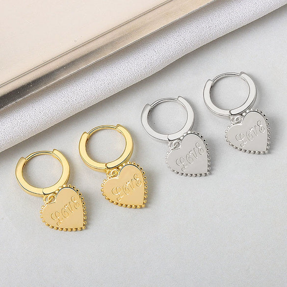 Wholesale 925 Sterling Silver Love Ear Buckle Earrings With Flower Pattern For Women Light Luxury Style