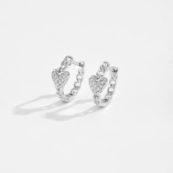 Wholesale 925 Sterling Silver Love Earrings With High Design Sense Ear Buckle Electroplated With Platinum And 18K Gold Inlaid With Zircon