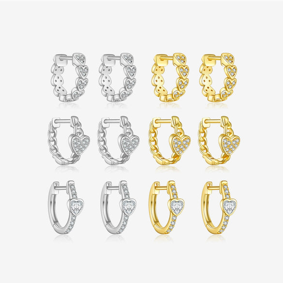 Wholesale 925 Sterling Silver Love Earrings With High Design Sense Ear Buckle Electroplated With Platinum And 18K Gold Inlaid With Zircon
