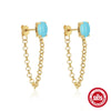 Wholesale 925 Sterling Silver Luxury Turquoise Earrings With Geometric Design And Electroplating For Women