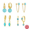 Wholesale 925 Sterling Silver Luxury Turquoise Earrings With Geometric Design And Electroplating For Women