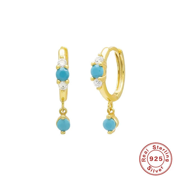 Wholesale 925 Sterling Silver Luxury Turquoise Earrings With Geometric Design And Electroplating For Women
