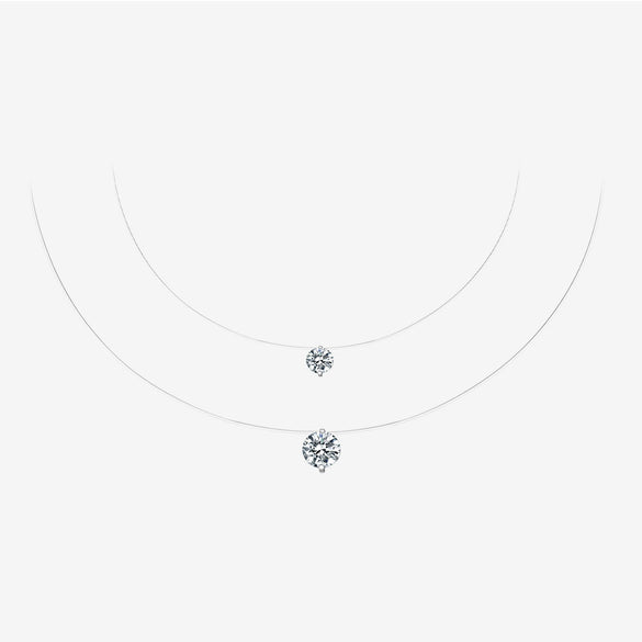 Wholesale 925 Sterling Silver Mermaid Tear Pendant Necklace With Invisible Fish Line For Women Electroplated In Platinum Or 18K Gold