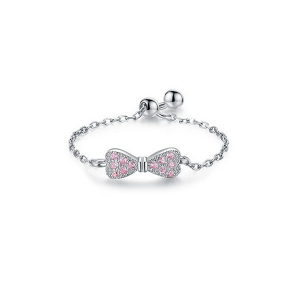 Wholesale 925 Sterling Silver Micro Bow Ring Lovely Style Adjustable For Women