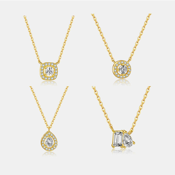 Wholesale 925 Sterling Silver Microinlaid Pearshaped Clavicle Necklace With Cross Chain For Women Geometric Design Platinum Or 18K Gold Electroplated