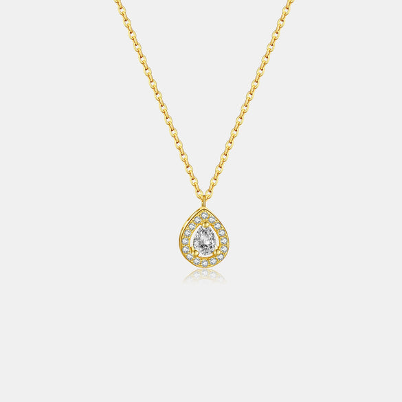 Wholesale 925 Sterling Silver Microinlaid Pearshaped Clavicle Necklace With Cross Chain For Women Geometric Design Platinum Or 18K Gold Electroplated