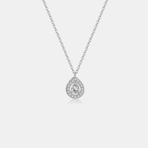 Wholesale 925 Sterling Silver Microinlaid Pearshaped Clavicle Necklace With Cross Chain For Women Geometric Design Platinum Or 18K Gold Electroplated