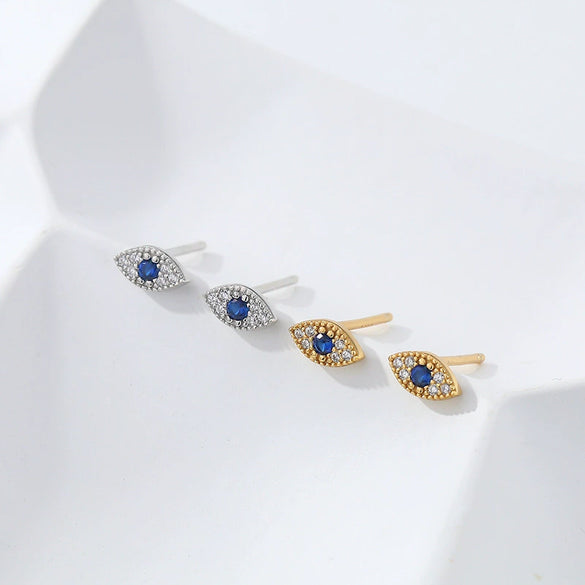 Wholesale 925 Sterling Silver Microinlaid Zircon Geometric Devil's Eye Earrings For Women With Electroplating