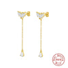 Wholesale Sterling Silver 925 Microinlaid Zircon Tassel Earrings For Women Geometric Minimalist Style
