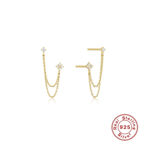 Wholesale Sterling Silver 925 Microinlaid Zircon Tassel Earrings For Women Geometric Minimalist Style