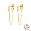 Wholesale Sterling Silver 925 Microinlaid Zircon Tassel Earrings For Women Geometric Minimalist Style