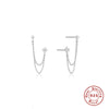 Wholesale Sterling Silver 925 Microinlaid Zircon Tassel Earrings For Women Geometric Minimalist Style