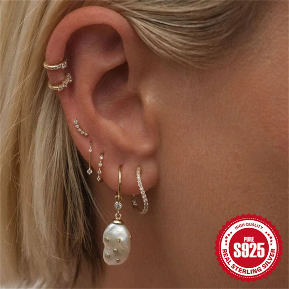 Wholesale 925 Sterling Silver Mini Hoop Stud Earrings With Wave Design And Geometric Pattern Electroplated For Women