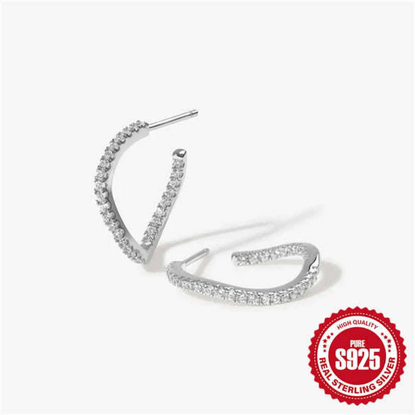 Wholesale 925 Sterling Silver Mini Hoop Stud Earrings With Wave Design And Geometric Pattern Electroplated For Women