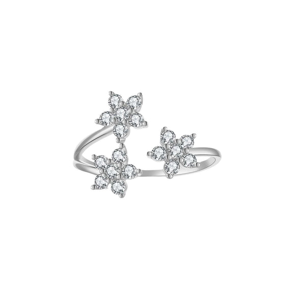 Wholesale 925 Sterling Silver Minimalist Luxury Snowflake Opening Women's Ring With Electroplating Platinum Or 18K Gold And Geometric Design