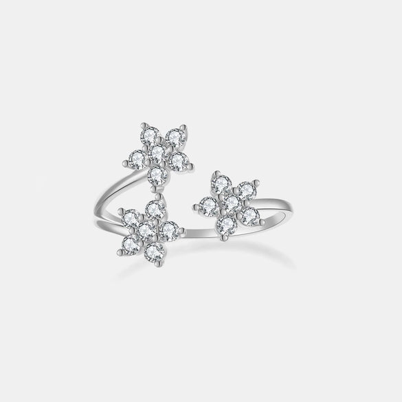 Wholesale 925 Sterling Silver Minimalist Luxury Snowflake Opening Women's Ring With Electroplating Platinum Or 18K Gold And Geometric Design