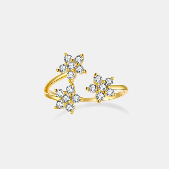 Wholesale 925 Sterling Silver Minimalist Luxury Snowflake Opening Women's Ring With Electroplating Platinum Or 18K Gold And Geometric Design