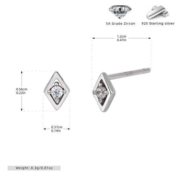 Wholesale Sterling Silver 925 Minimalist Rhombus Inlaid Zircon Tassel Ear Needle Earrings For Women