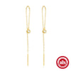 Wholesale 925 Sterling Silver Minimalist Single Round Zircon Tassel Earrings With Drop Shape And Electroplating