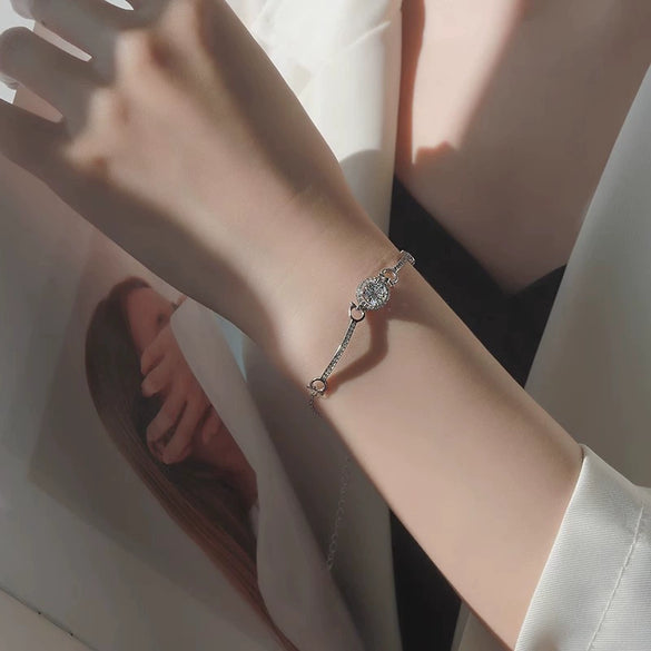 Wholesale 925 Sterling Silver Moissanite Simple Round Women's Bracelet Seiko Light Luxury Geometric Style