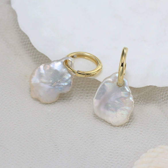 Wholesale 925 Sterling Silver Natural Pearl Earrings Baroque Style Geometric Electroplated Jewelry