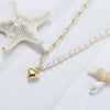 Wholesale 925 Sterling Silver Necklace With Baroque Pearl Love Pendant Geometric Style Electroplated For Women