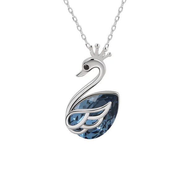Wholesale 925 Sterling Silver Necklace With Geometric Crown Swan Pendant Electroplated For Women