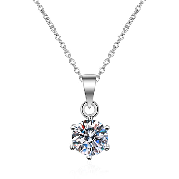 Wholesale 925 Sterling Silver Necklace With Plants Flowers Style And Six Claw Moissanite Pendant
