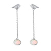 Wholesale Sterling Silver Opal Bird Geometric Hammered Electroplated Women's Earrings