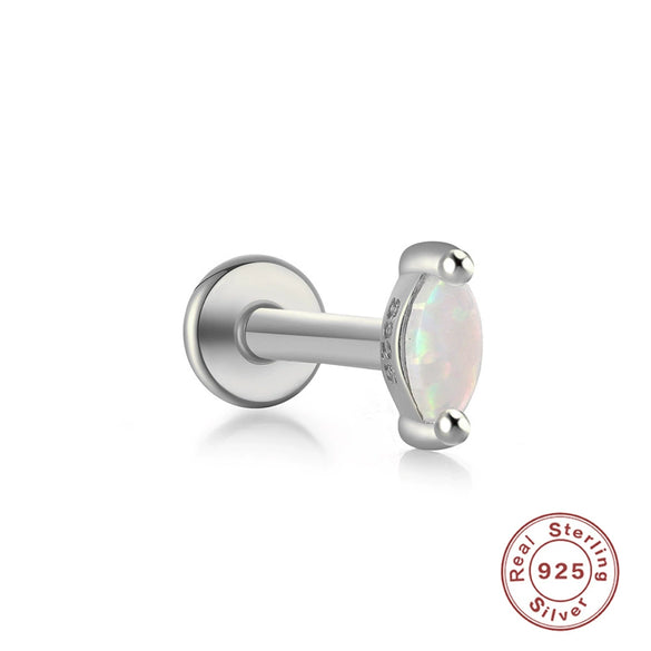 Wholesale 925 Sterling Silver Opal Spiral Cartilage Ear Studs With Geometric Styling And Precious Stone Setting