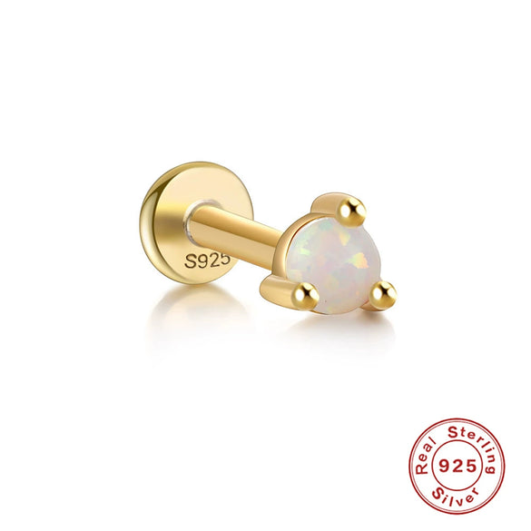 Wholesale 925 Sterling Silver Opal Spiral Cartilage Ear Studs With Geometric Styling And Precious Stone Setting
