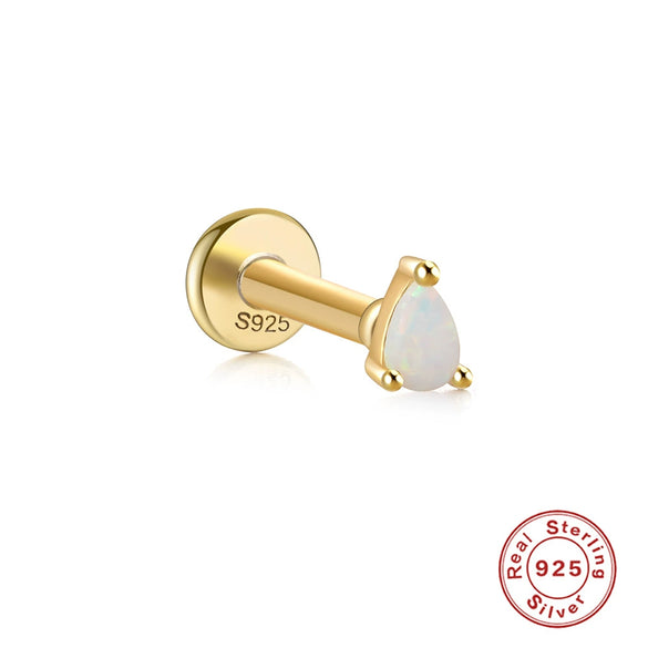 Wholesale 925 Sterling Silver Opal Spiral Cartilage Ear Studs With Geometric Styling And Precious Stone Setting