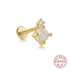 Wholesale 925 Sterling Silver Opal Spiral Cartilage Ear Studs With Geometric Styling And Precious Stone Setting