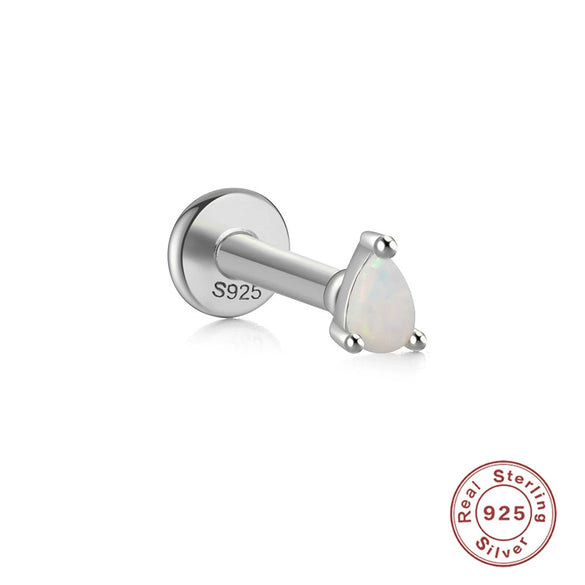 Wholesale 925 Sterling Silver Opal Spiral Cartilage Ear Studs With Geometric Styling And Precious Stone Setting