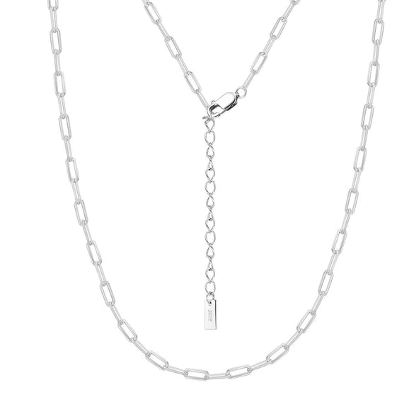 Wholesale 925 Sterling Silver Paper Clip Chain Geometric Style Unisex Necklace