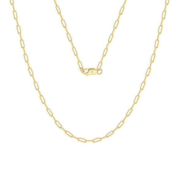 Wholesale 925 Sterling Silver Paper Clip Chain Geometric Style Unisex Necklace
